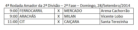 4ª rodada segunda fase Amador 2ª Divisão